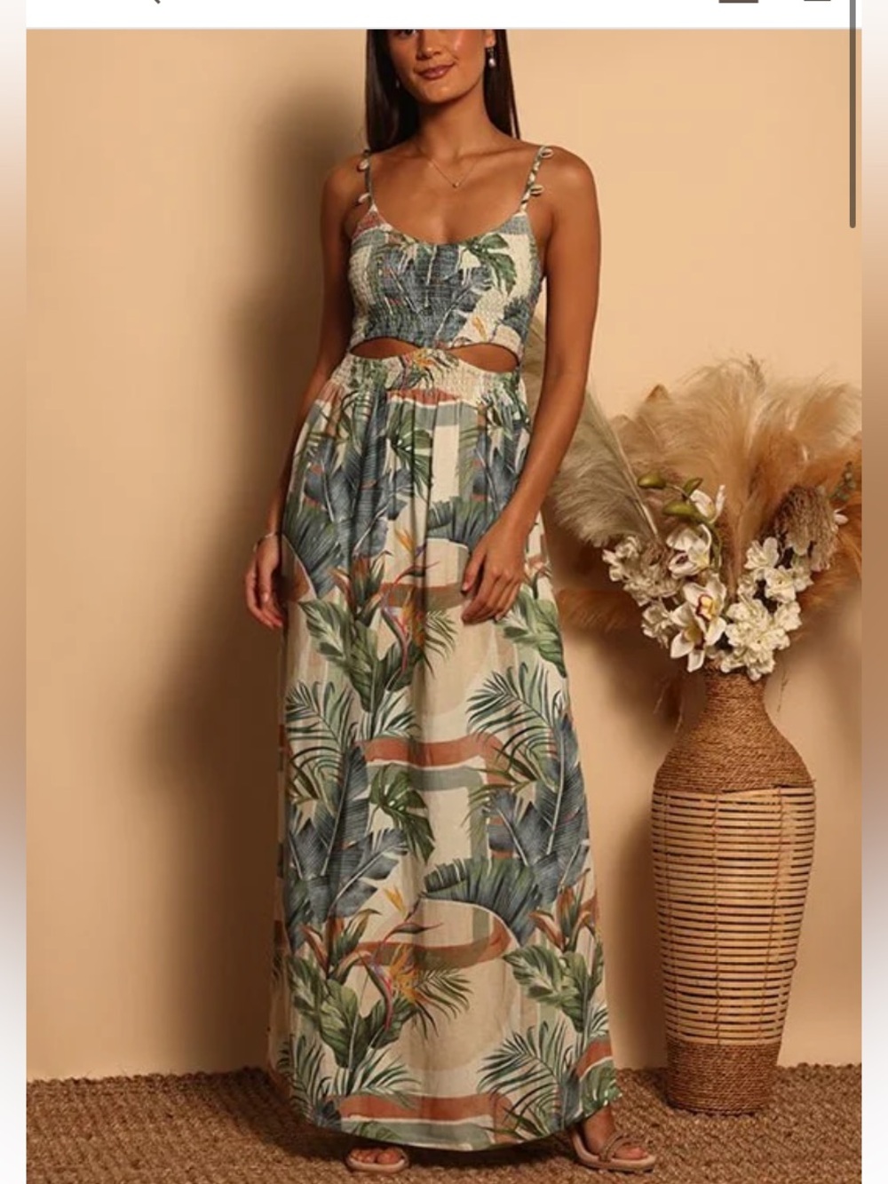 Shore Shiloh Tropical Smocked Maxi Dress NWT